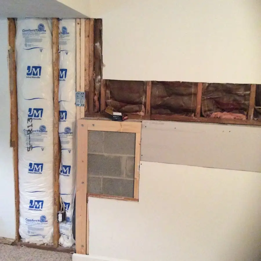 Wall insulation replacement during Basement Flood Cleanup in Exeter